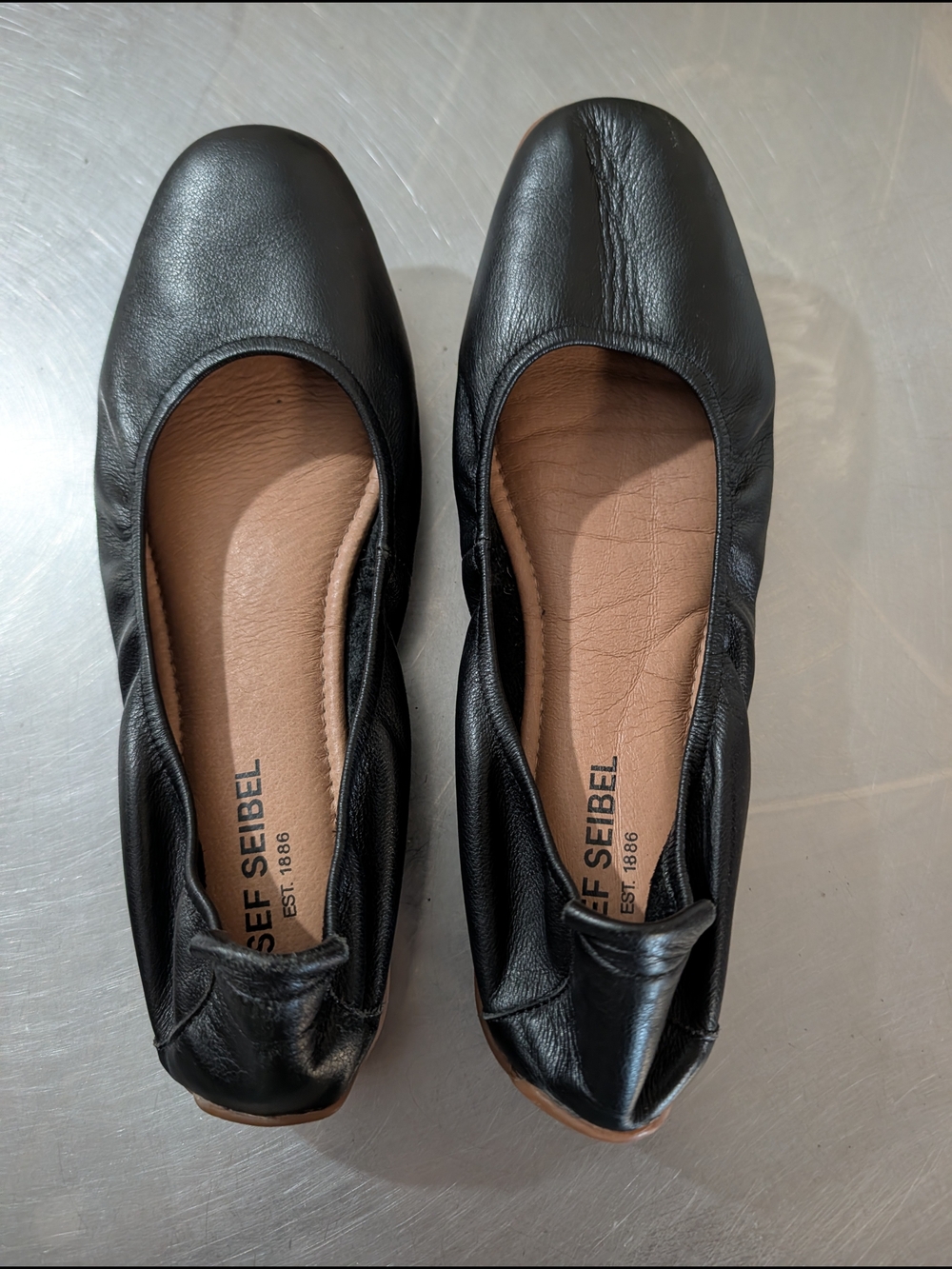 Josef Seibel Black Leather Ballet Flats